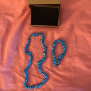 Blue stone necklace and bracelet set
